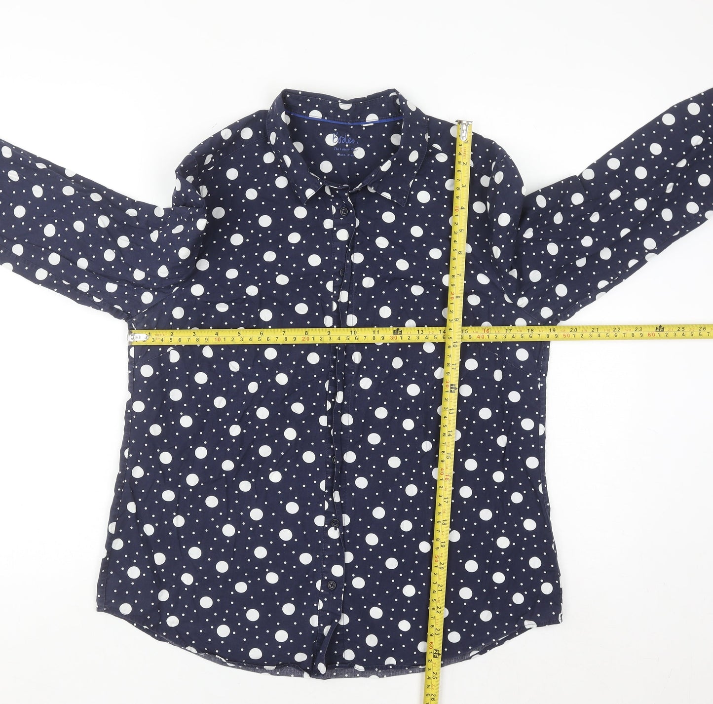 Boden Women's Blue Polka Dot Cotton Button-Up Shirt Size 14