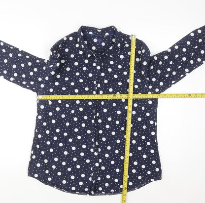 Boden Women's Blue Polka Dot Cotton Button-Up Shirt Size 14