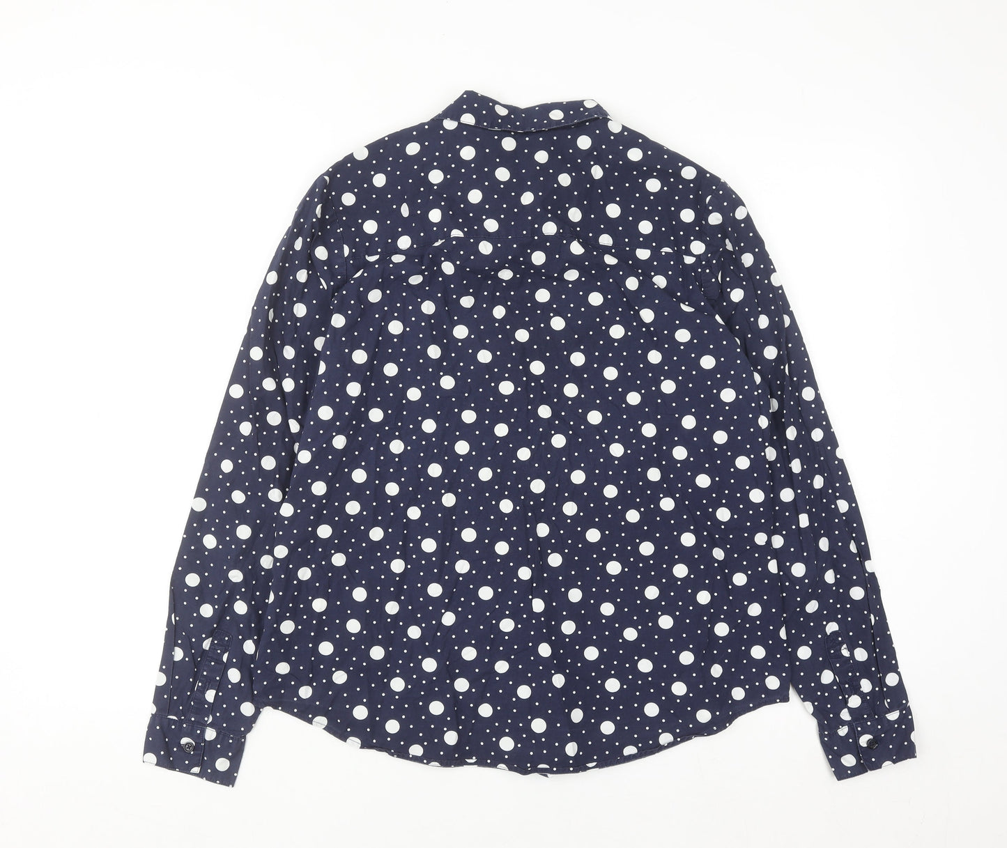 Boden Women's Blue Polka Dot Cotton Button-Up Shirt Size 14