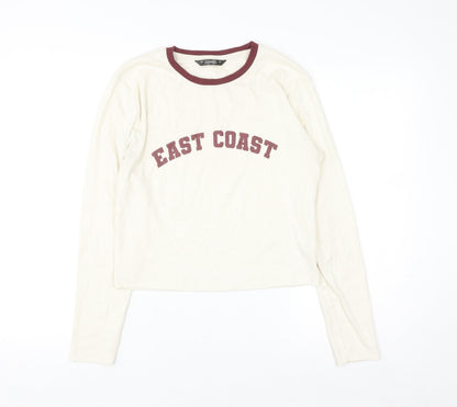Dunnes Women Ivory Ringer Long Sleeve T-Shirt Size 16