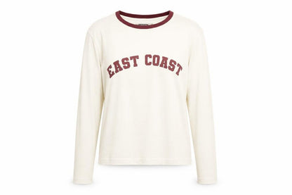 Dunnes Women Ivory Ringer Long Sleeve T-Shirt Size 16