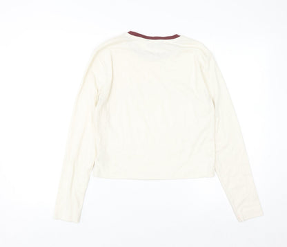 Dunnes Women Ivory Ringer Long Sleeve T-Shirt Size 16