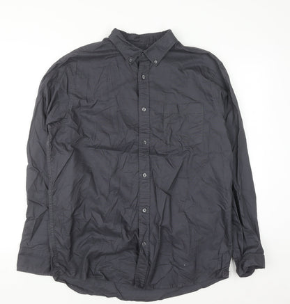 Dunnes Stores Men's Grey Regular Fit Cotton Button-Up Shirt L