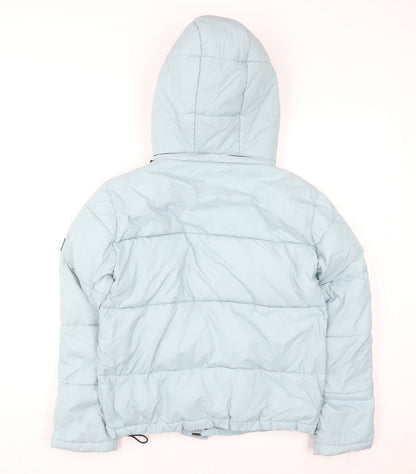 Diesel Women Blue XS Hooded Puffer Jacket Nylon Winter Coat