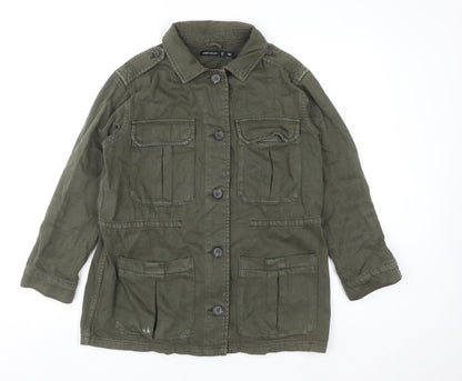 Karen Millen Women's Green Military Twill Jacket UK 10 Button Front