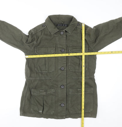 Karen Millen Women's Green Military Twill Jacket UK 10 Button Front