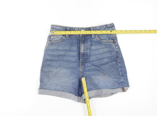 Primark Women Blue Denim High-Rise Shorts Size 6 Cotton Blend