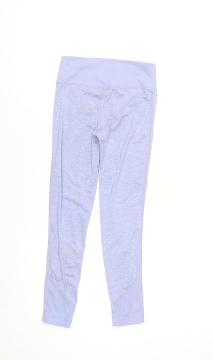 Nike Yoga Dri-FIT Blue Teen Girls S Slim Fit Stretch Leggings