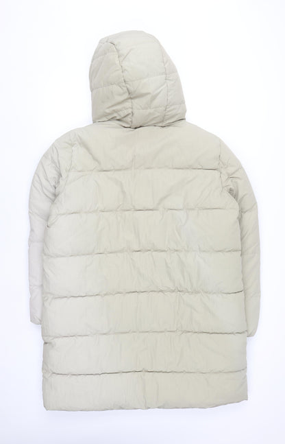 ONLY Womens Beige XL Puffer Coat Hooded Long Winter Jacket