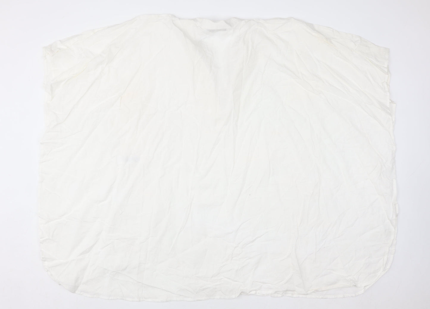 Boohoo Women White Tunic Blouse M V-Neck Relaxed Summer Top