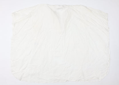 Boohoo Women White Tunic Blouse M V-Neck Relaxed Summer Top