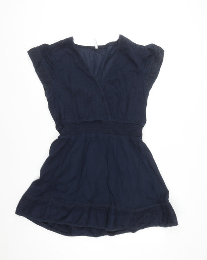 Pepe Jeans Women Blue L Short A-Line V-Neck Summer Dress