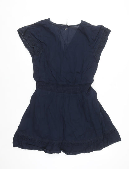 Pepe Jeans Women Blue L Short A-Line V-Neck Summer Dress