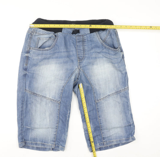 F&F Men's Blue Cargo Denim Shorts Size L (36W) Elastic Waist
