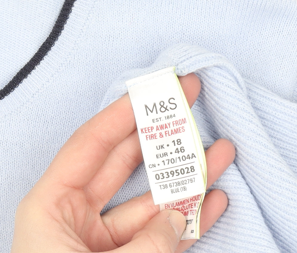 Marks and Spencer Per Una Women Blue Size 18 Ruffle Hem Jumper