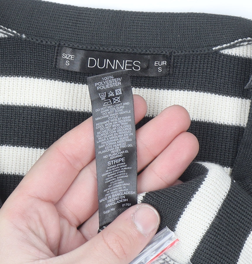 Dunnes Women’s Black Stripe Sleeveless V-Neck Button Cardigan Size S