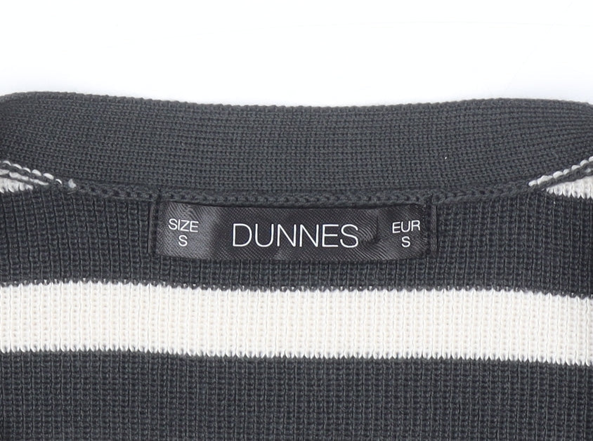 Dunnes Women’s Black Stripe Sleeveless V-Neck Button Cardigan Size S