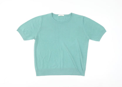 Marks and Spencer Women Green Size 16 Crew Neck Short Sleeve Pullover Jumper