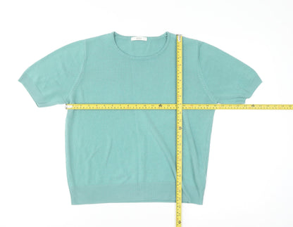 Marks and Spencer Women Green Size 16 Crew Neck Short Sleeve Pullover Jumper