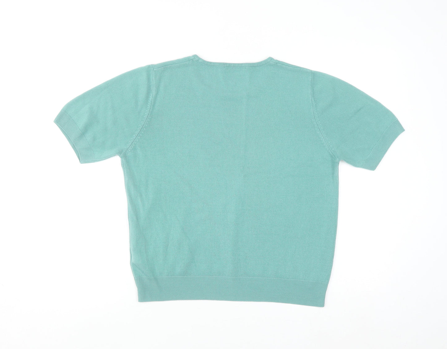 Marks and Spencer Women Green Size 16 Crew Neck Short Sleeve Pullover Jumper