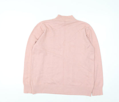 T-C Fashion Womens Pink Mock Neck Cable Knit Jumper XL
