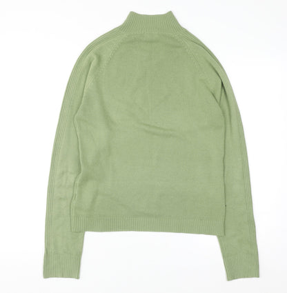 Chickadee Women’s Green Mock Neck Button Trim Knit Jumper Size S