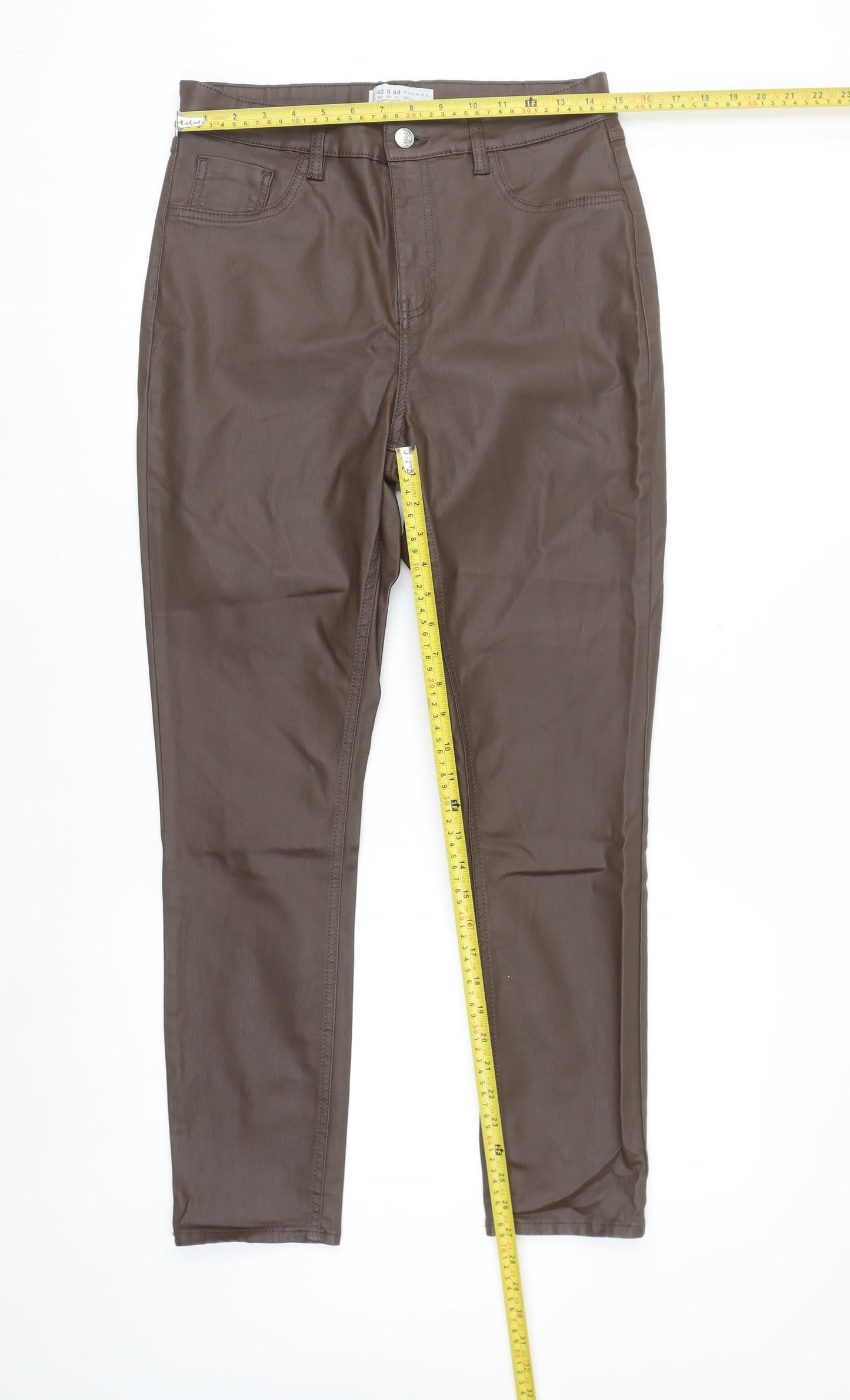 Primark Women’s Brown Skinny Jeans Size 12 Mid Rise Stretch Denim
