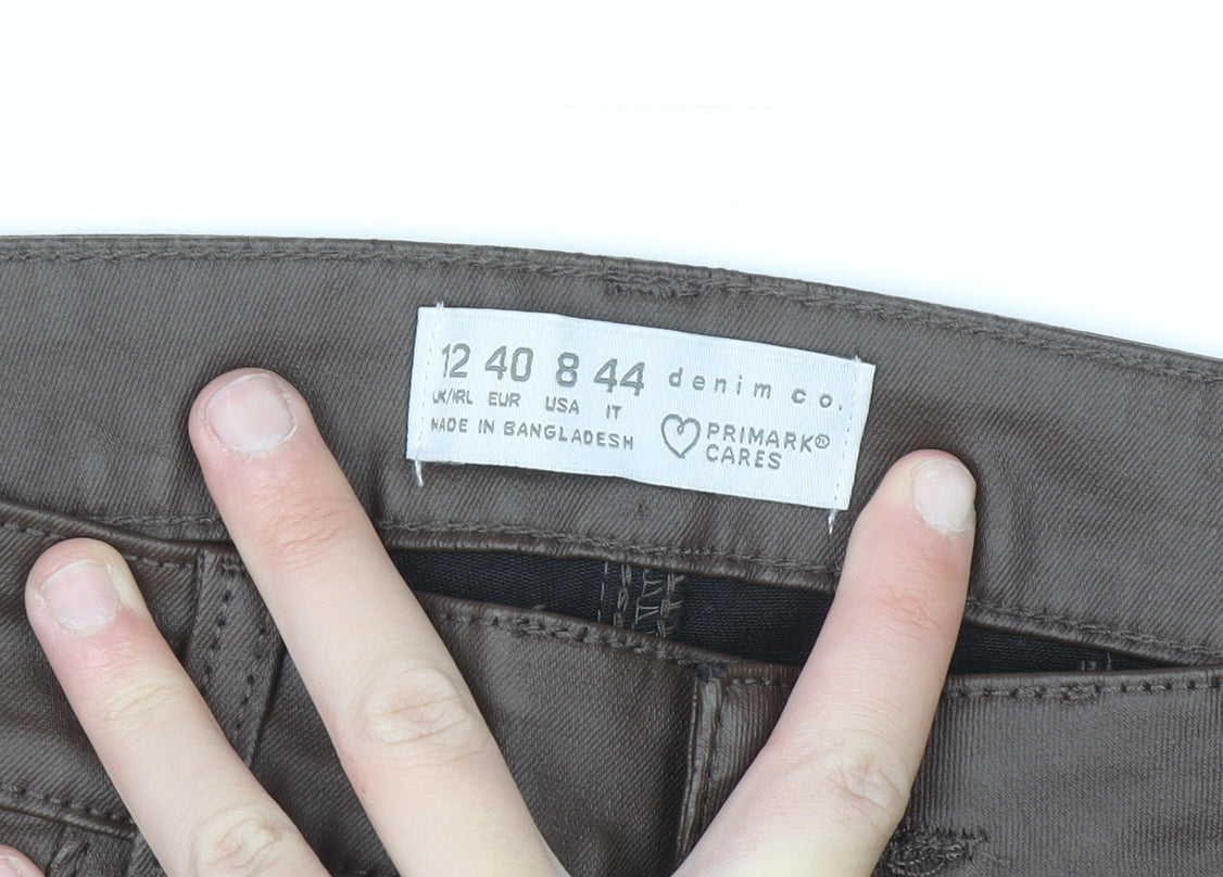 Primark Women’s Brown Skinny Jeans Size 12 Mid Rise Stretch Denim