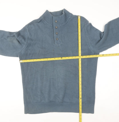 Next Men's Blue Cotton Henley Jumper Size L