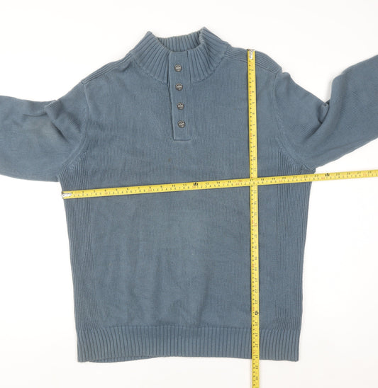 Next Men's Blue Cotton Henley Jumper Size L