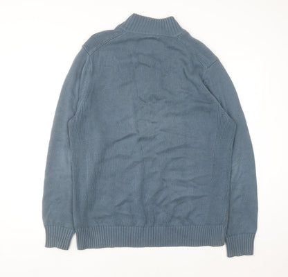 Next Men's Blue Cotton Henley Jumper Size L