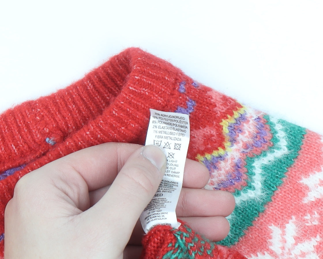 Dunnes Stores Women’s Red Fair Isle Christmas Pullover Jumper L