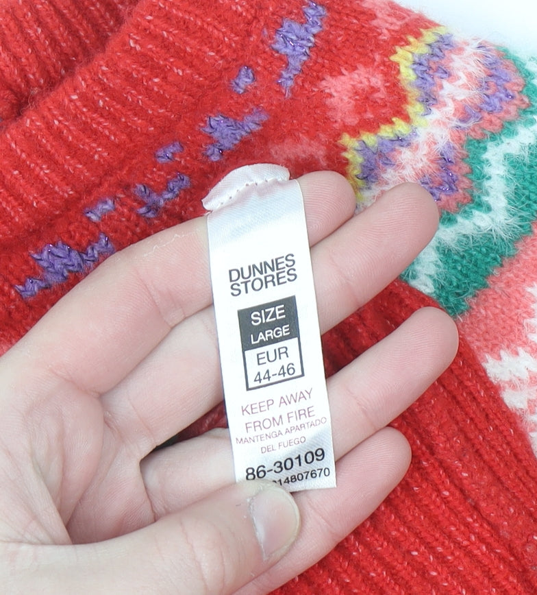 Dunnes Stores Women’s Red Fair Isle Christmas Pullover Jumper L