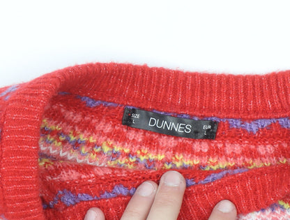 Dunnes Stores Women’s Red Fair Isle Christmas Pullover Jumper L