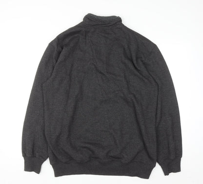 JDS Men's Grey XL 1/2 Zip High Neck Sweatshirt with Red Stripes