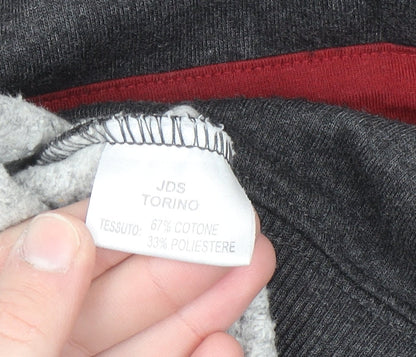 JDS Men's Grey XL 1/2 Zip High Neck Sweatshirt with Red Stripes