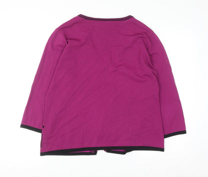 Roman Women's Purple Beaded 3/4 Sleeve V-Neck Cardigan Size 18