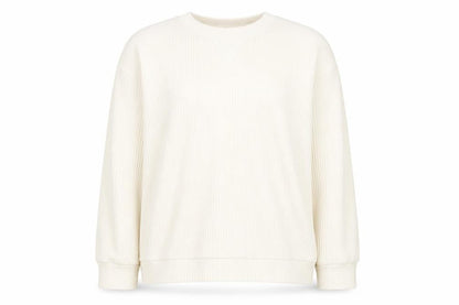 H&M Women Ivory Ribbed Pullover Sweatshirt Size L Cotton Blend