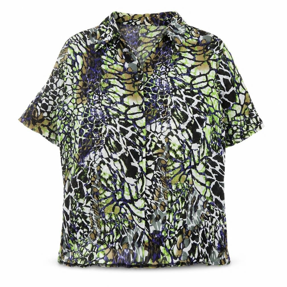 Classics by Michèle Boyard Women's Multicoloured Animal Print Chiffon Blouse Size 20
