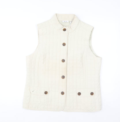Liz&Co Women Beige Quilted Button Waistcoat L Polyester