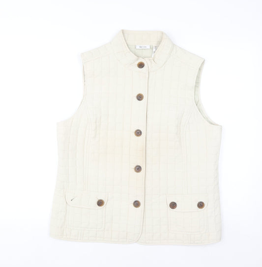 Liz&Co Women Beige Quilted Button Waistcoat L Polyester