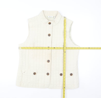 Liz&Co Women Beige Quilted Button Waistcoat L Polyester