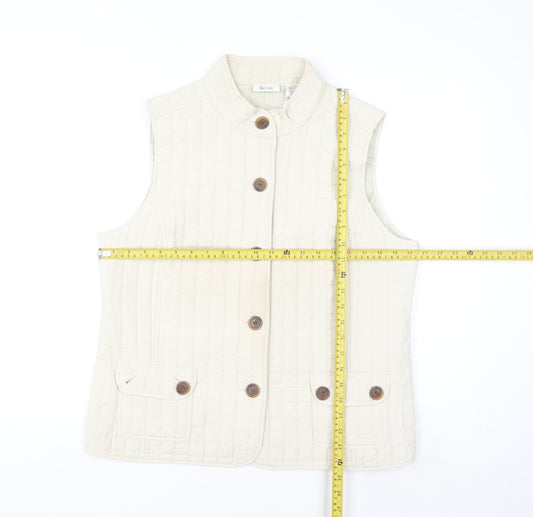 Liz&Co Women Beige Quilted Button Waistcoat L Polyester