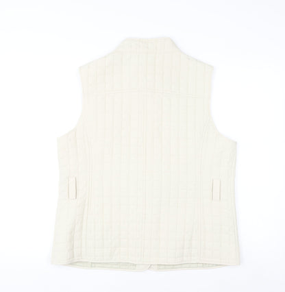 Liz&Co Women Beige Quilted Button Waistcoat L Polyester