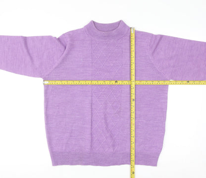 Honor Millburn Women's Purple Mock Neck Argyle Knit Jumper Size M 14-16