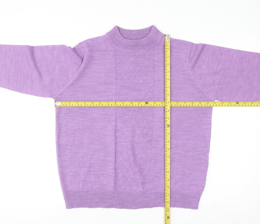 Honor Millburn Women's Purple Mock Neck Argyle Knit Jumper Size M 14-16