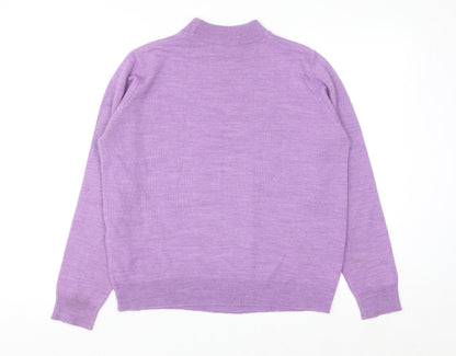 Honor Millburn Women's Purple Mock Neck Argyle Knit Jumper Size M 14-16