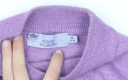 Honor Millburn Women's Purple Mock Neck Argyle Knit Jumper Size M 14-16