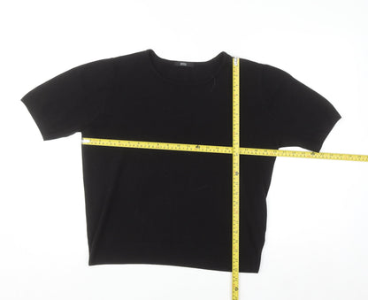 Marks and Spencer Women Black Size 16 Short Sleeve Acrylic Jumper
