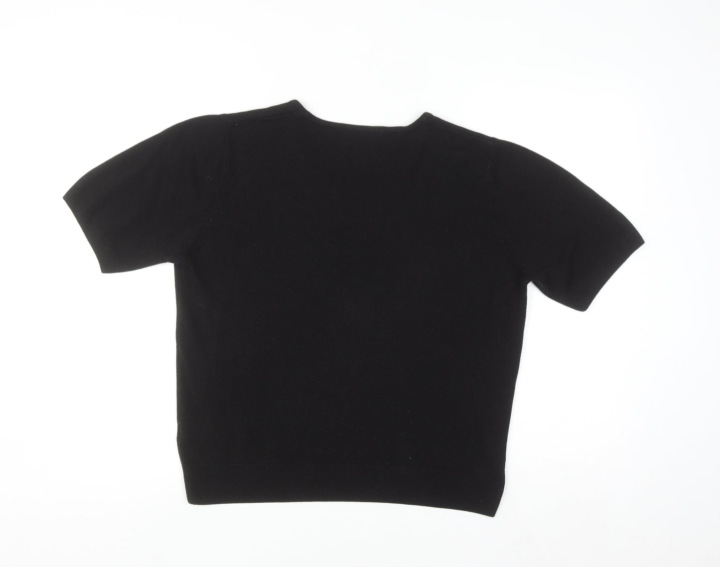 Marks and Spencer Women Black Size 16 Short Sleeve Acrylic Jumper